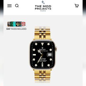 Mod Projects Apple Watch 7 & Up 45 mm Gold Stainless Steel Case & Band New